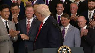 RAW: President Trump honors champion LSU, LSU-Shreveport baseball teams to White House