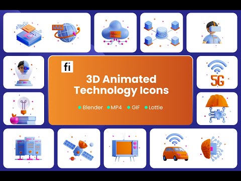 3D Animated Technology Icon Set, an Object 3D Model by Flat Icons (Thumbnail 5 of 5)