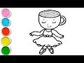 How to draw a cute Ballerina Cappuccina step by step for kids and toddlers