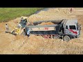 ឡានយីឌុបជាប់ផុង Hyundai dump truck stuck recovery by big bulldozer