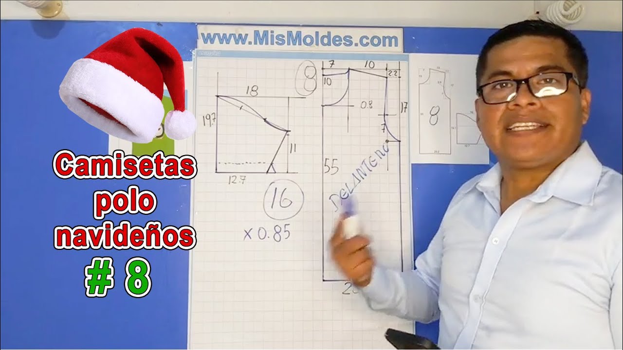 Patronaje en vivo - Camiseta, Polo Navideños Talla 8