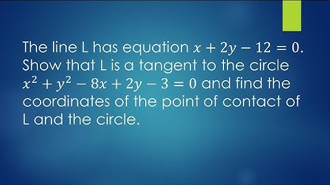 Show that the Line is Tangent to the Circle Find Point of Tangency