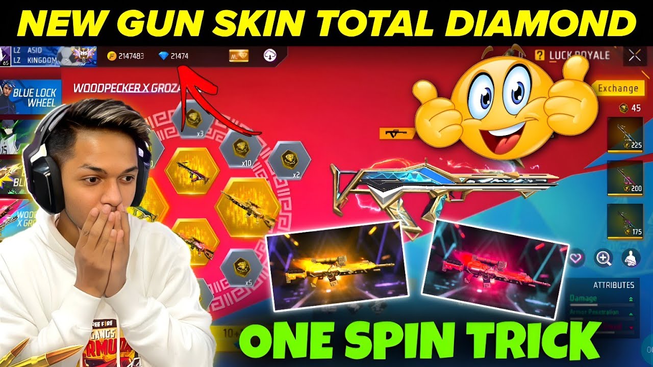 WOODPECKER X GROZA RING EVENT FREE FIRE l FREE FIRE NEW EVENT l FF NEW EVENT l ONE SPIN TRICK 🤑