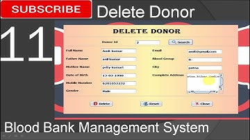 11. Blood Bank Management System in java - Delete Donor Page (JFrame, Mysql Database, Netbeans IDE)