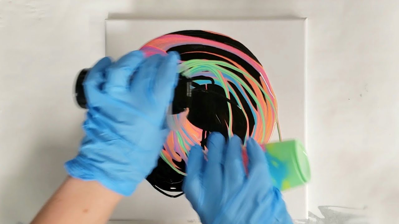 Infinity Pour with Neon & Glow in the Dark - New Acrylic Pour Technique!