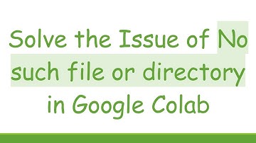 Solve the Issue of No such file or directory in Google Colab