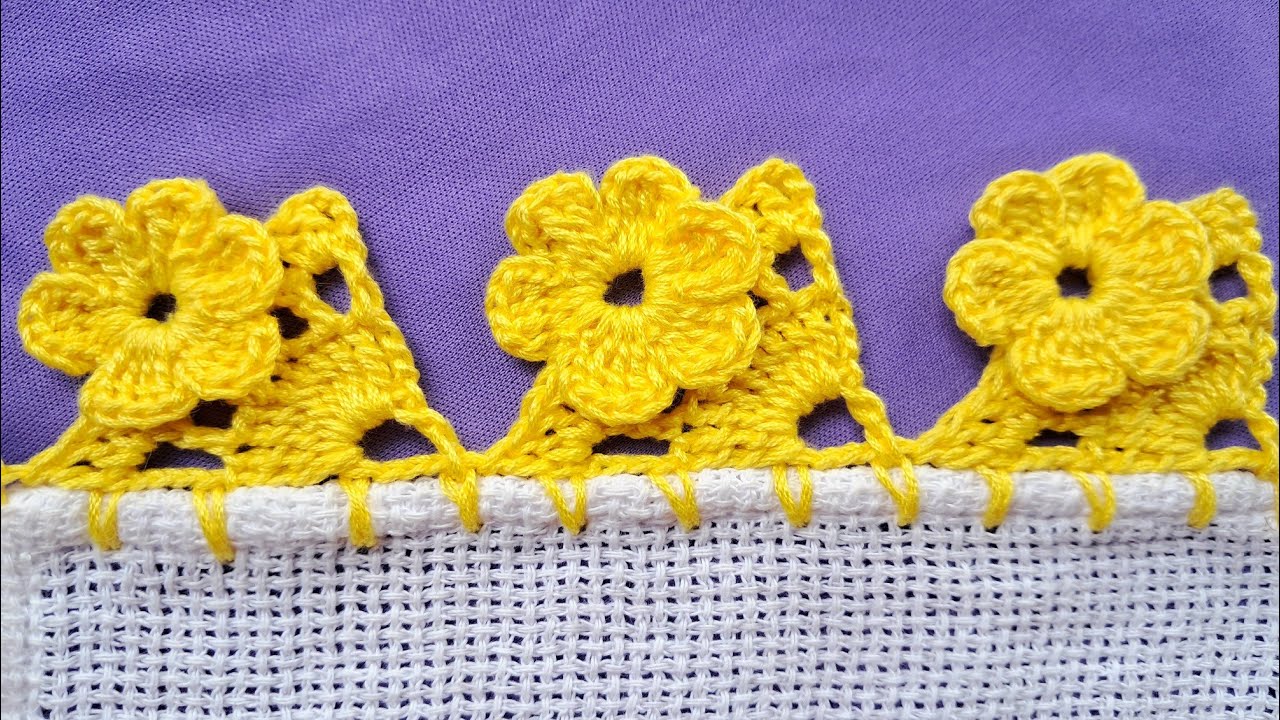 🏵Aprende a Tejer esta PUNTILLA 3D en un Sola Vuelta MUY FACIL✅️
