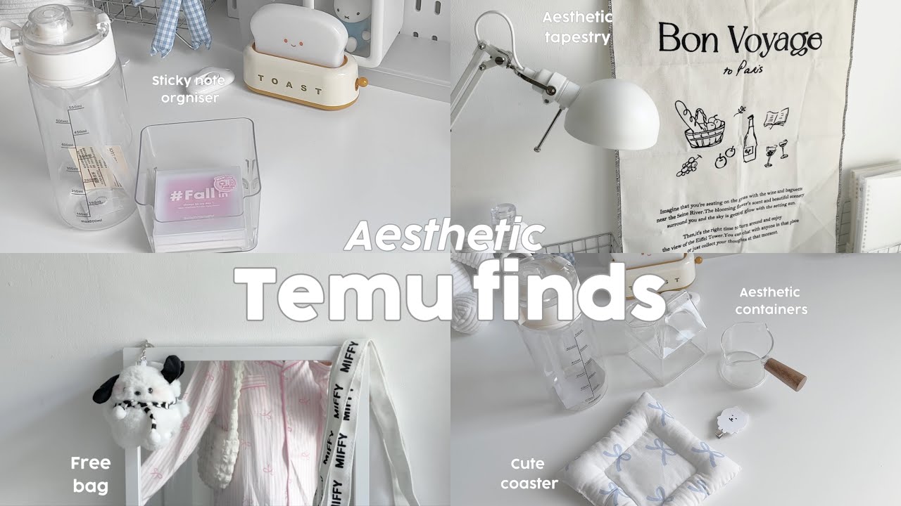 Aesthetic ~Temu haul~🍵free bag,muji theme bottle,cute containers,french style tapestry and more