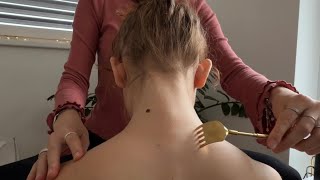 ASMR soft touch neck attention 🤍💫 (with scratching tool & music) screenshot 2