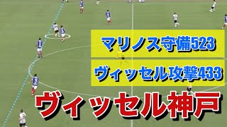 【ヴィッセル神戸】523のハイプレスに対し433で意図的に崩したゴールの解説！