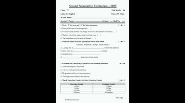 Class 4 English 2nd Unit Test 2025 | Full Syllabus Model Question Paper #2ndunittest #wbbse2025