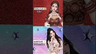 Dhulan look vs model look #dress👗#heels👠#lips👄 #makeup💄#short video #new #viral video