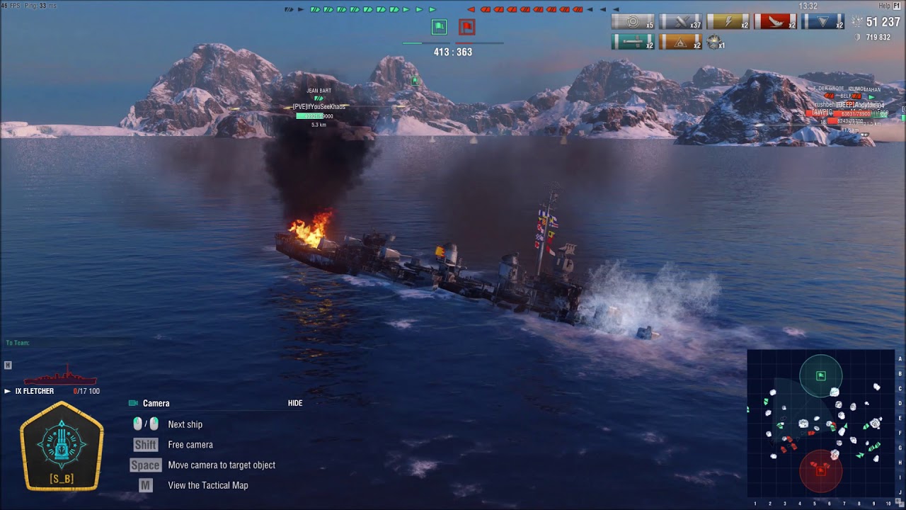 U.S.S. Fletcher In a Random Battle.