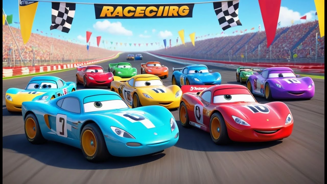 Five Racing Cars | Fast Car Song for Kids | Fun Counting Nursery Rhyme