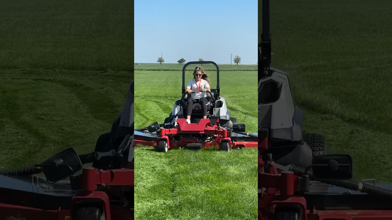 Woman mows with Exmark 144 inch mower for the 1st time 👀😱 