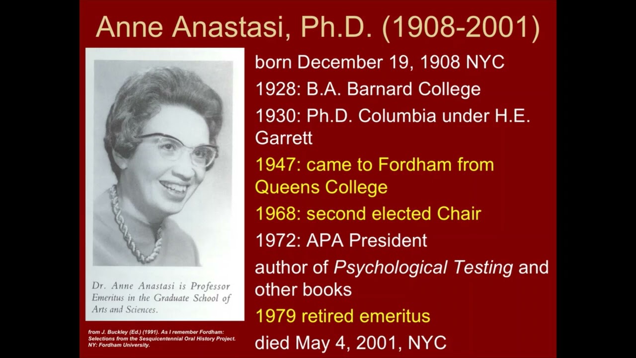 About Anne Anastasi | Fordham