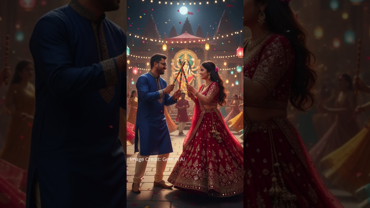 Navratri ai image prompt for couple | Gemini Navratri garba look edit prompt 