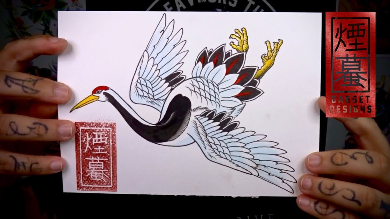 cielquan  Redcrowned crane tattoo in traditional style  Facebook