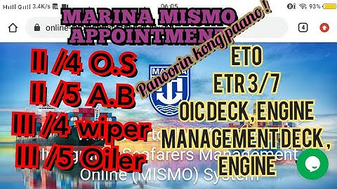 paano kokoha ng II /4, II/5, III/4, III/5 , ETR , ETO , MARINA MISMO APPOINTMENT