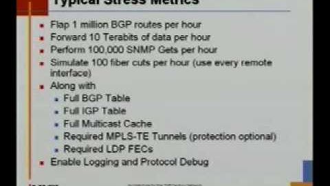 Core Router Testing for High Availability