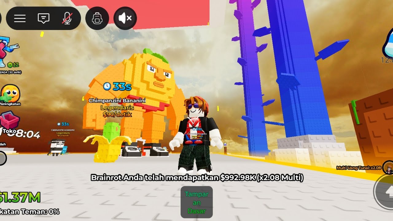 Ketika Aku Mau Mencari Brainrot Dan Menaiki Pohon Kedelai! langitnya Berubah Menjadi Emas || ROBLOX