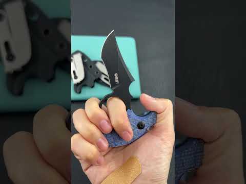KUBEY knife KU404 Stheno Fixed Blade Knife Blue Micarta Handle 2.95''  14C28N Blade