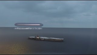 Giant Tic Tac UFO close to a aircraft carrier