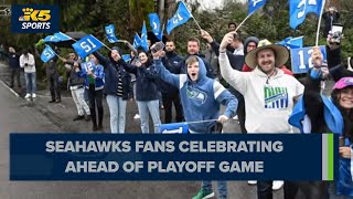 Seahawks fans celebrating ahead of team's first playoff game