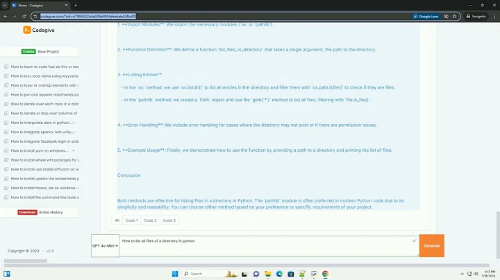 how to list all files of a directory in python