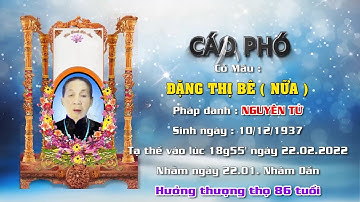 LỄ TANG CỐ MẪU ĐẶNG THỊ BÊ