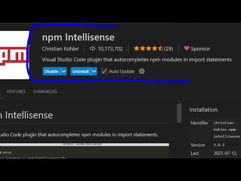 Node js NPM Intellisense & Autocomplete Plugin For VSCode IDE