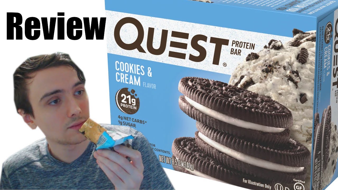 Quest Cookies & Cream Protein Bar Review - YouTube