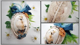 Egg with a cute duck 🦆 Jajko z uroczą kaczką 🥚🦆 decoupage diy...