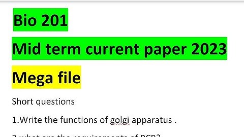 Bio 201 Mid term current paper 2023 ||mega file|| gest paper of bio201 ||@itssayeda6120