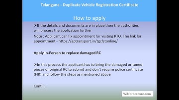 Telangana - Duplicate Vehicle Registration Certificate