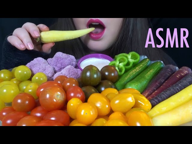 HEALTHY EATING ASMR Raw Veggie Platter - EXTREMELY SATISFYING Crunchy Sounds!