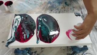Acrylic Pouring with Turquoise and Red! Flip Cup Technique  Fluid Art