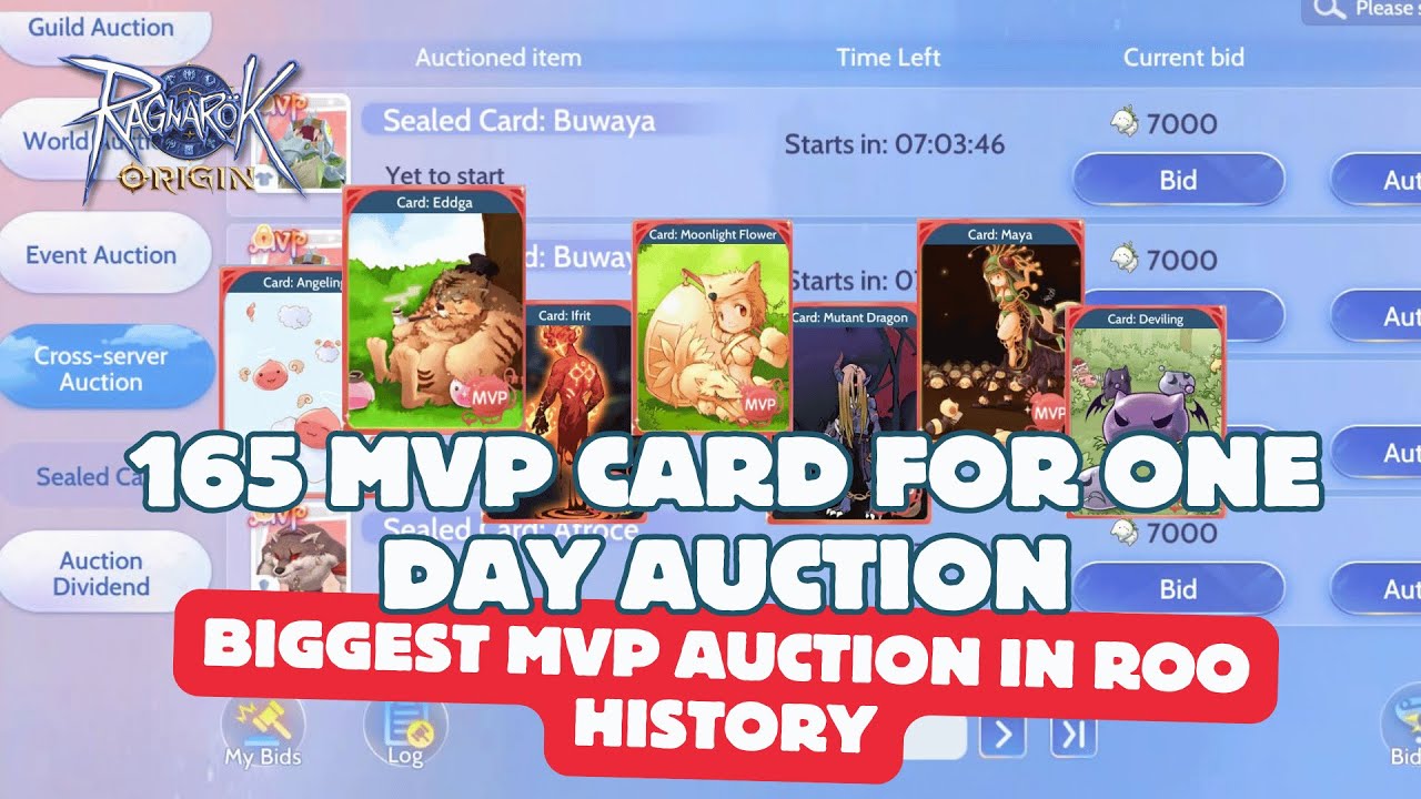 IT'S THE BIGGEST AUNTION IN HISTORY, CONTAIN 165 MVP CARDS- RAGNAROK ORIGIN GLOBAL!