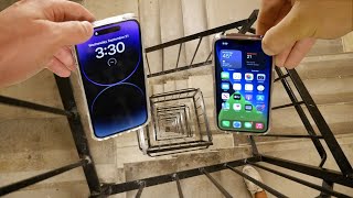 iPhone 14 Pro vs iPhone 13 Spiral Staircase Drop Test - Will it Survive? by TechRax 3,890,942 views 1 year ago 2 minutes, 58 seconds