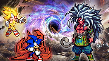 Sonic Chaos V4 JVL OP(all form) & Sonic Baryon OP VS Goku MUI SSJ5 OP in Jump Force Mugen