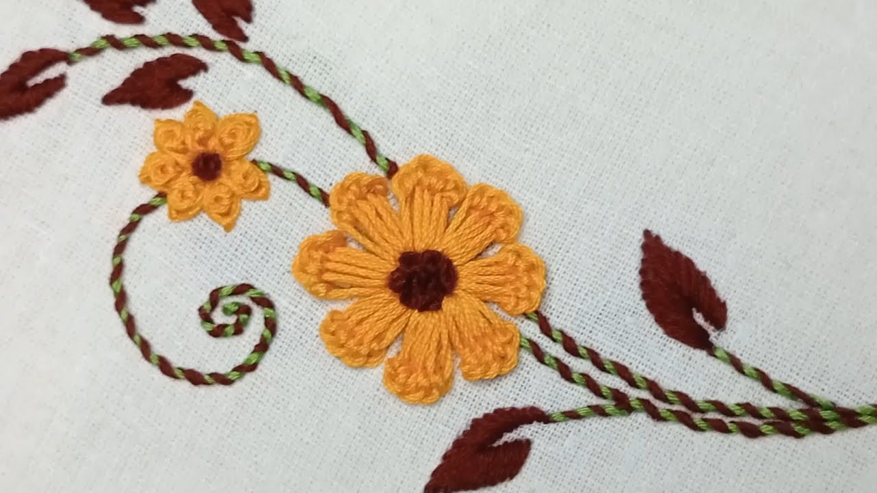 Beautiful Hand Embroidery Flower Design