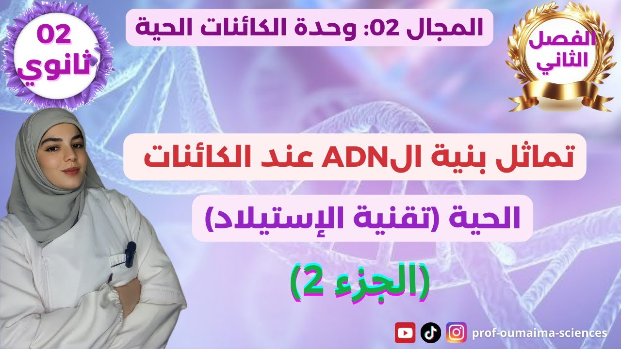 ثانية ثانوي🎖️تماثل بنية الADN 🧬 عند مختلف الكائنات الحية (تقنية الإستيلاد)