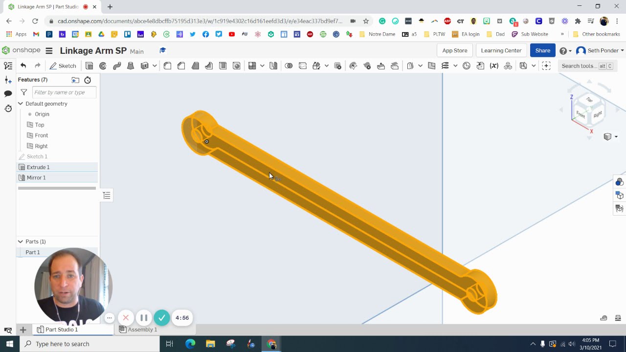 Рычаг сцепления на OnShape