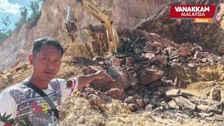 Massive rockfall at Ipoh quarry leaves excavator operator critically injured