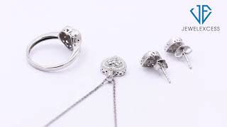 Amazon com  3 Piece White Diamond Sterling Silver Earrings Set, Sterling Silver Necklace, Sterling S