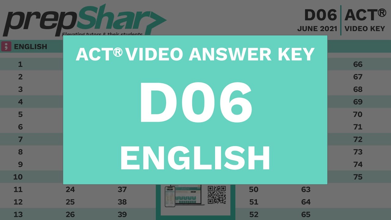 D06 - ACT English - PrepSharp Video Answer Key - YouTube