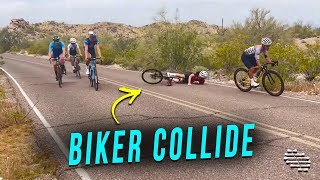 Biker Was Looking Backwards as His Bike Went Left Causing Him to Collide and Crash
