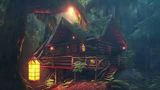 Relaxing Sounds of Thundery Downpours over the Old House, Under Lantern Light