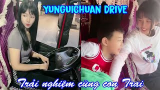 Journey with my beloved son. Beautiful female truck driver YunguiChuan