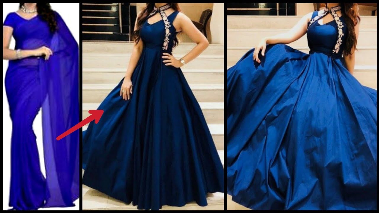 DIY : Convert Old SAREE/Fabric Into Ruffle Dress / Long Gown Dress -  YouTube | Gowns dresses, Long gown dress, Stylish dresses for girls